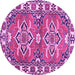 Round Geometric Purple Traditional Rug, tr455pur