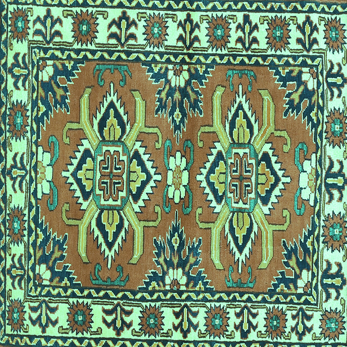 Square Machine Washable Geometric Turquoise Traditional Area Rugs, wshtr455turq