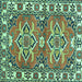 Square Machine Washable Geometric Turquoise Traditional Area Rugs, wshtr455turq