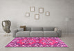 Machine Washable Geometric Pink Traditional Rug in a Living Room, wshtr455pnk