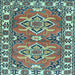 Square Geometric Light Blue Traditional Rug, tr455lblu