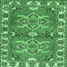 Square Machine Washable Geometric Emerald Green Traditional Area Rugs, wshtr455emgrn