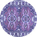 Round Geometric Blue Traditional Rug, tr455blu