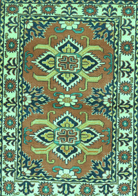 Geometric Turquoise Traditional Rug, tr455turq