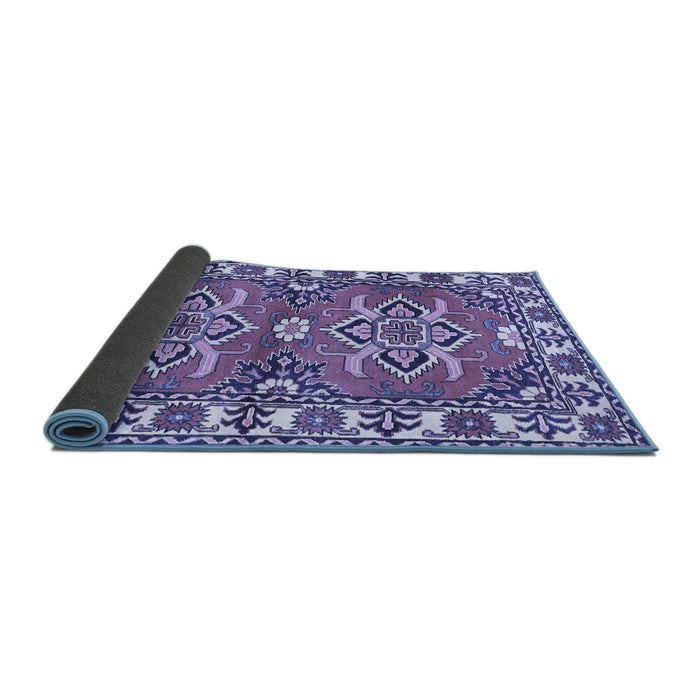 Sideview of Geometric Blue Traditional Rug, tr455blu