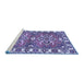 Sideview of Machine Washable Geometric Blue Traditional Rug, wshtr455blu