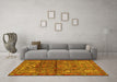 Machine Washable Persian Yellow Traditional Rug in a Living Room, wshtr4560yw