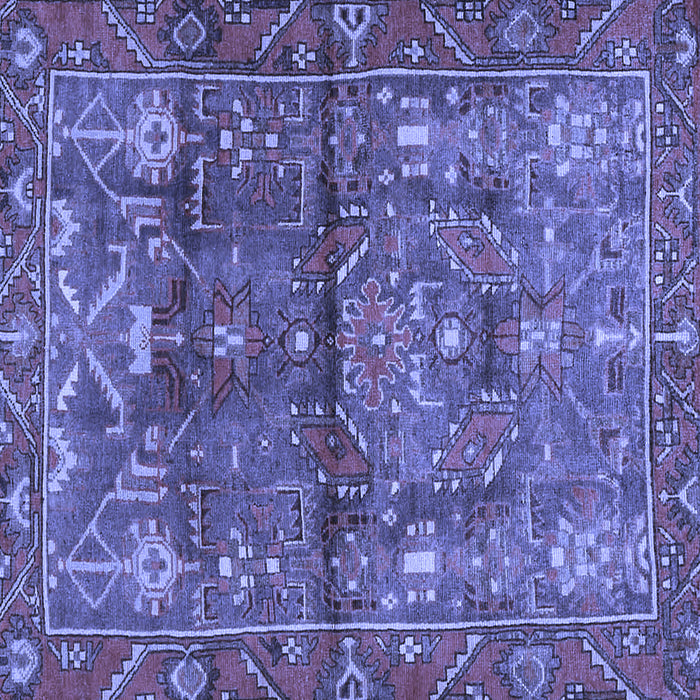 Square Machine Washable Persian Blue Traditional Rug, wshtr4560blu