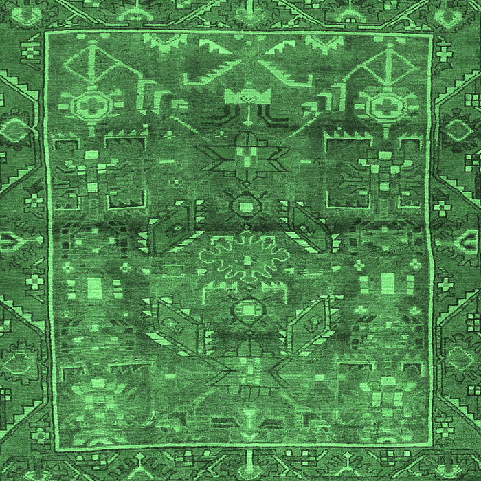 Square Machine Washable Persian Emerald Green Traditional Area Rugs, wshtr4560emgrn
