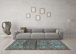 Machine Washable Persian Light Blue Traditional Rug in a Living Room, wshtr4560lblu