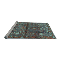 Sideview of Machine Washable Persian Light Blue Traditional Rug, wshtr4560lblu