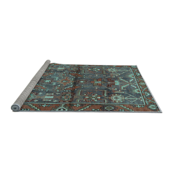 Sideview of Machine Washable Persian Light Blue Traditional Rug, wshtr4560lblu