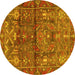 Round Persian Yellow Traditional Rug, tr4560yw