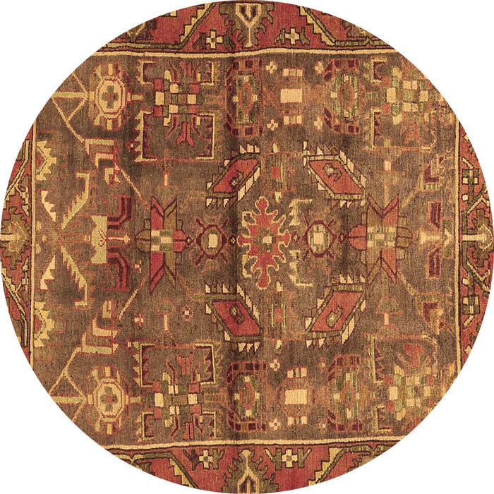 Round Persian Brown Traditional Rug, tr4560brn