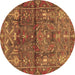 Round Persian Brown Traditional Rug, tr4560brn