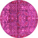 Round Persian Pink Traditional Rug, tr4560pnk