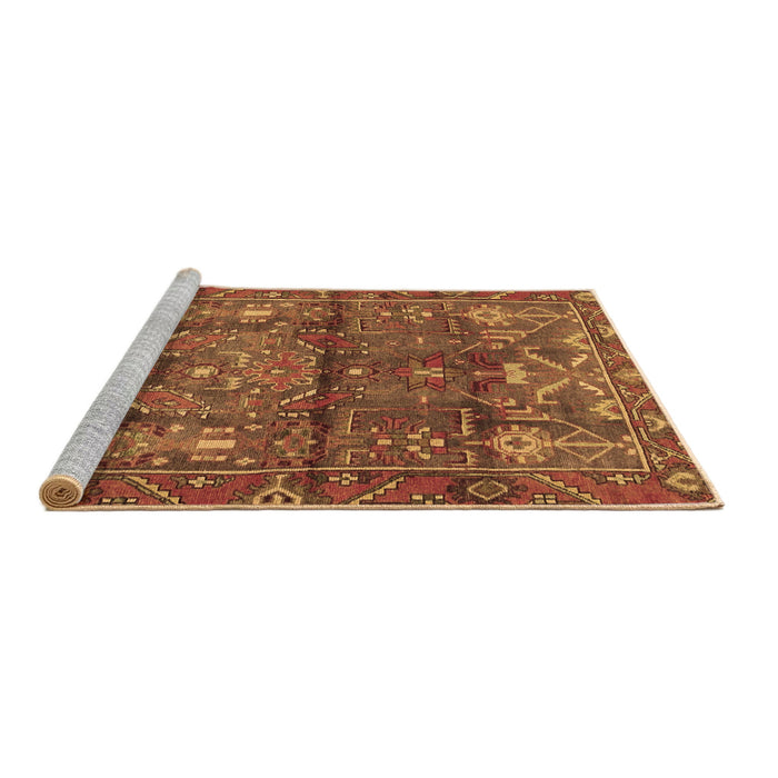 Sideview of Machine Washable Persian Brown Traditional Rug, wshtr4560brn