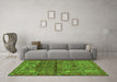 Machine Washable Persian Green Traditional Area Rugs in a Living Room,, wshtr4560grn