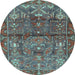 Round Persian Light Blue Traditional Rug, tr4560lblu