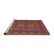 Sideview of Machine Washable Traditional Dark Almond Brown Rug, wshtr4561