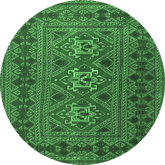 Round Machine Washable Persian Emerald Green Traditional Area Rugs, wshtr4561emgrn