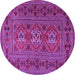 Round Machine Washable Persian Purple Traditional Area Rugs, wshtr4561pur