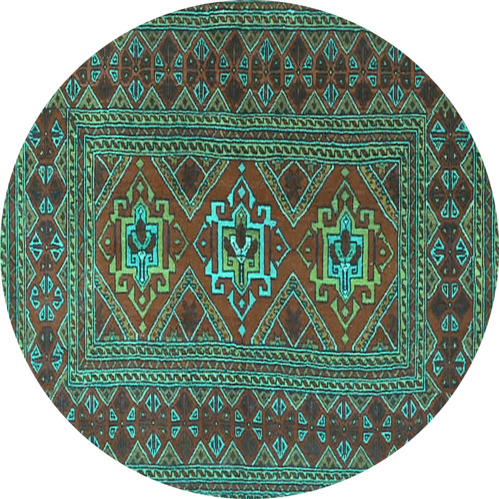Round Machine Washable Persian Turquoise Traditional Area Rugs, wshtr4561turq