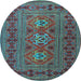 Round Machine Washable Persian Light Blue Traditional Rug, wshtr4561lblu