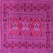 Square Machine Washable Persian Pink Traditional Rug, wshtr4561pnk