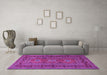 Machine Washable Persian Purple Traditional Area Rugs in a Living Room, wshtr4561pur