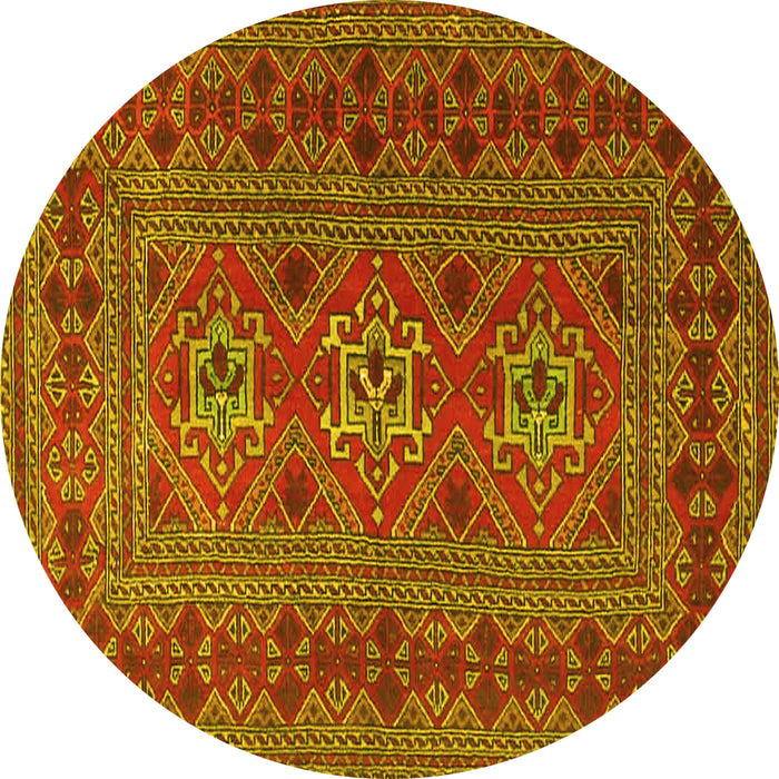 Round Persian Yellow Traditional Rug, tr4561yw