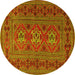 Round Persian Yellow Traditional Rug, tr4561yw