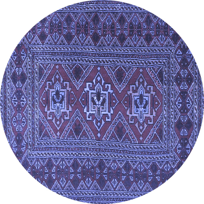 Round Machine Washable Persian Blue Traditional Rug, wshtr4561blu