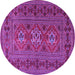 Round Persian Purple Traditional Rug, tr4561pur