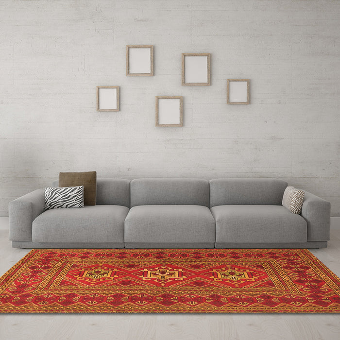 Machine Washable Persian Orange Traditional Area Rugs in a Living Room, wshtr4561org
