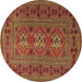 Round Persian Brown Traditional Rug, tr4561brn