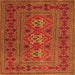 Round Machine Washable Persian Orange Traditional Area Rugs, wshtr4561org