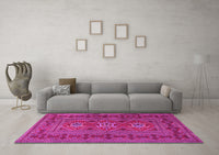 Machine Washable Persian Pink Traditional Rug, wshtr4561pnk