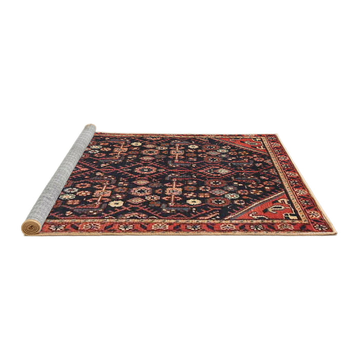 Sideview of Machine Washable Traditional Copper Red Pink Rug, wshtr4562