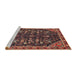 Sideview of Machine Washable Traditional Copper Red Pink Rug, wshtr4562