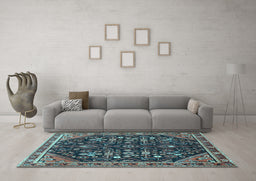 Machine Washable Persian Light Blue Traditional Rug in a Living Room, wshtr4562lblu