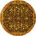 Round Persian Yellow Traditional Rug, tr4562yw