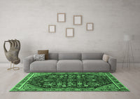 Machine Washable Persian Emerald Green Traditional Rug, wshtr4562emgrn