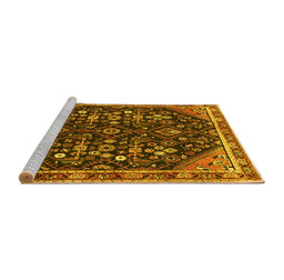 Sideview of Machine Washable Persian Yellow Traditional Rug, wshtr4562yw