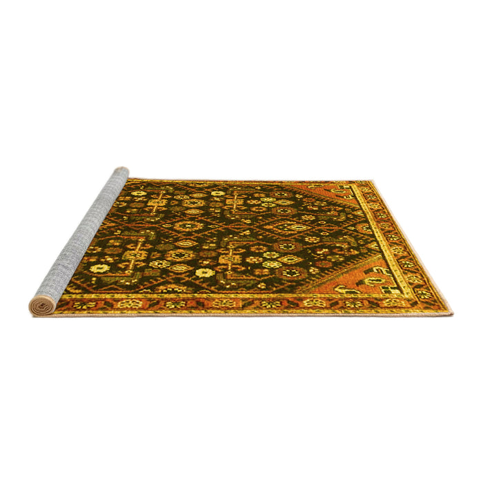 Sideview of Machine Washable Persian Yellow Traditional Rug, wshtr4562yw