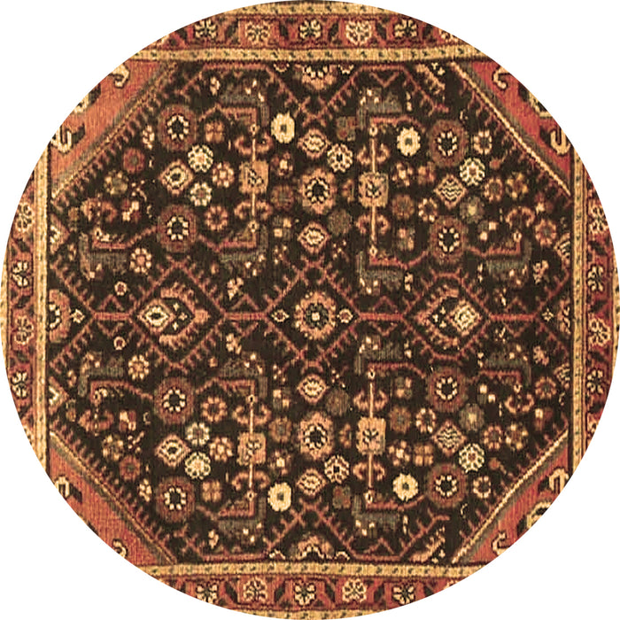 Round Machine Washable Persian Brown Traditional Rug, wshtr4562brn