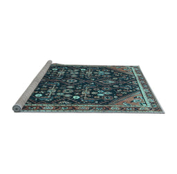 Sideview of Machine Washable Persian Light Blue Traditional Rug, wshtr4562lblu
