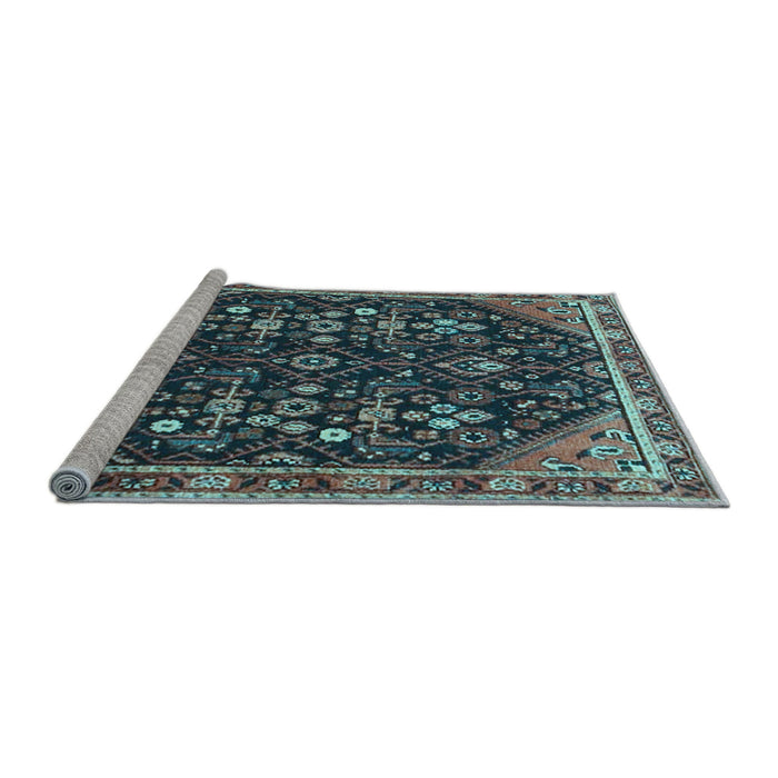 Sideview of Machine Washable Persian Light Blue Traditional Rug, wshtr4562lblu
