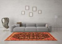 Machine Washable Persian Orange Traditional Rug, wshtr4562org