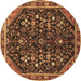 Round Persian Brown Traditional Rug, tr4562brn